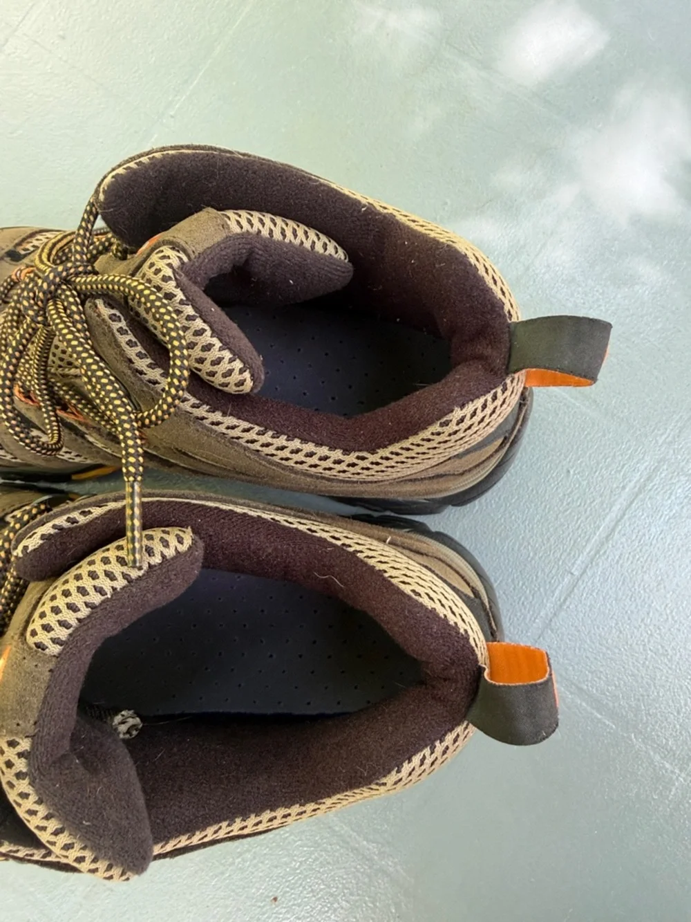 Merrell Brown and Gray Hiking Boots with Orange Highlights